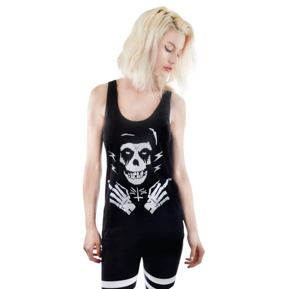 Too Fast Punk Rock Metal Goth Crimson Ghost Black Racerback Tank Top